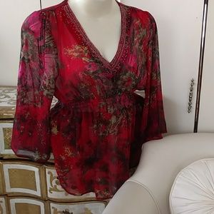 Mushka by Sienna Rose Beaded Sheer Blouse